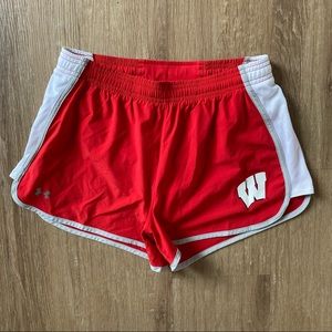 University of Wisconsin Under Armour Red Athletic Shorts, Size Small/XS